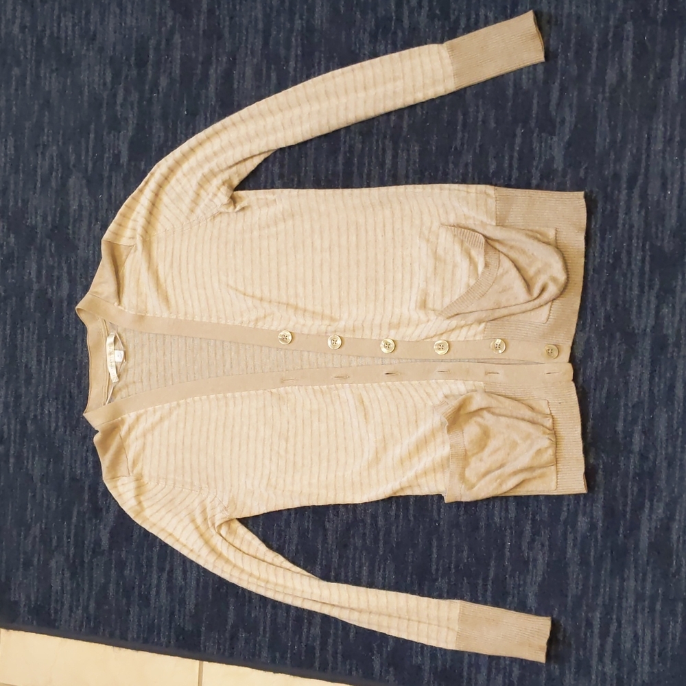 Lauren Conrad Beige and Cream Button Down Sweater